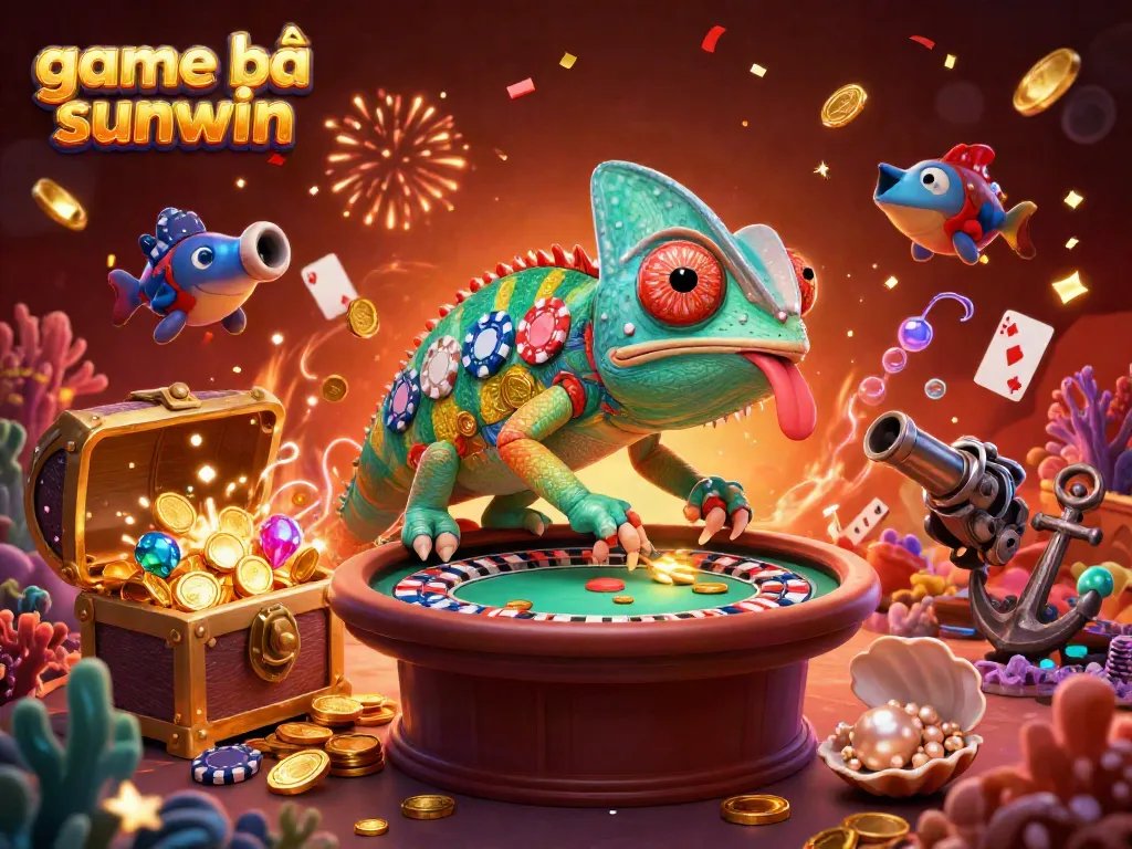 Bid and win at game bài sunwin with a vibrant carnival atmosphere and colorful character.