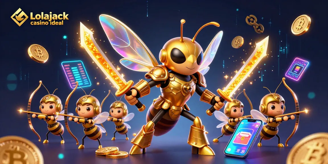 Experience the thrill of Lolajack casino iDeal with vibrant gameplay and crypto elements in this dynamic illustration.